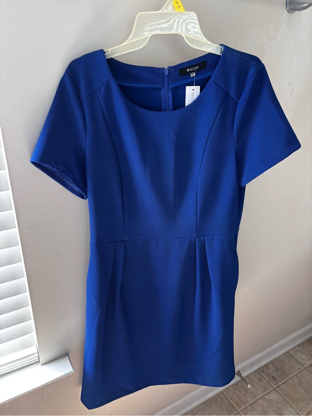 Classic royal blue Short-Sleeve Fit & Flare Dress
